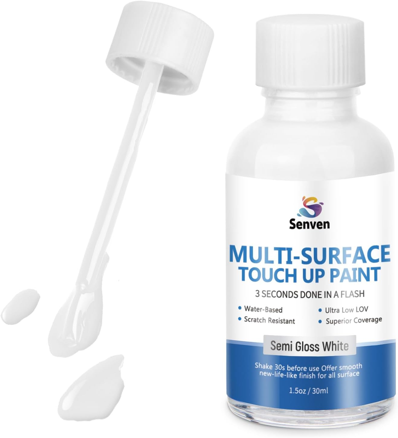 SENVEN Liquid Silver Leaf Paint High Gloss Multi Surface Rich Silver Paint for Metal, Wood, Plastic, Canvas, Appliance, Furniture Scratch Repair & Art Handcrafts 30Ml/1.5Oz Fast Drying Acrylic