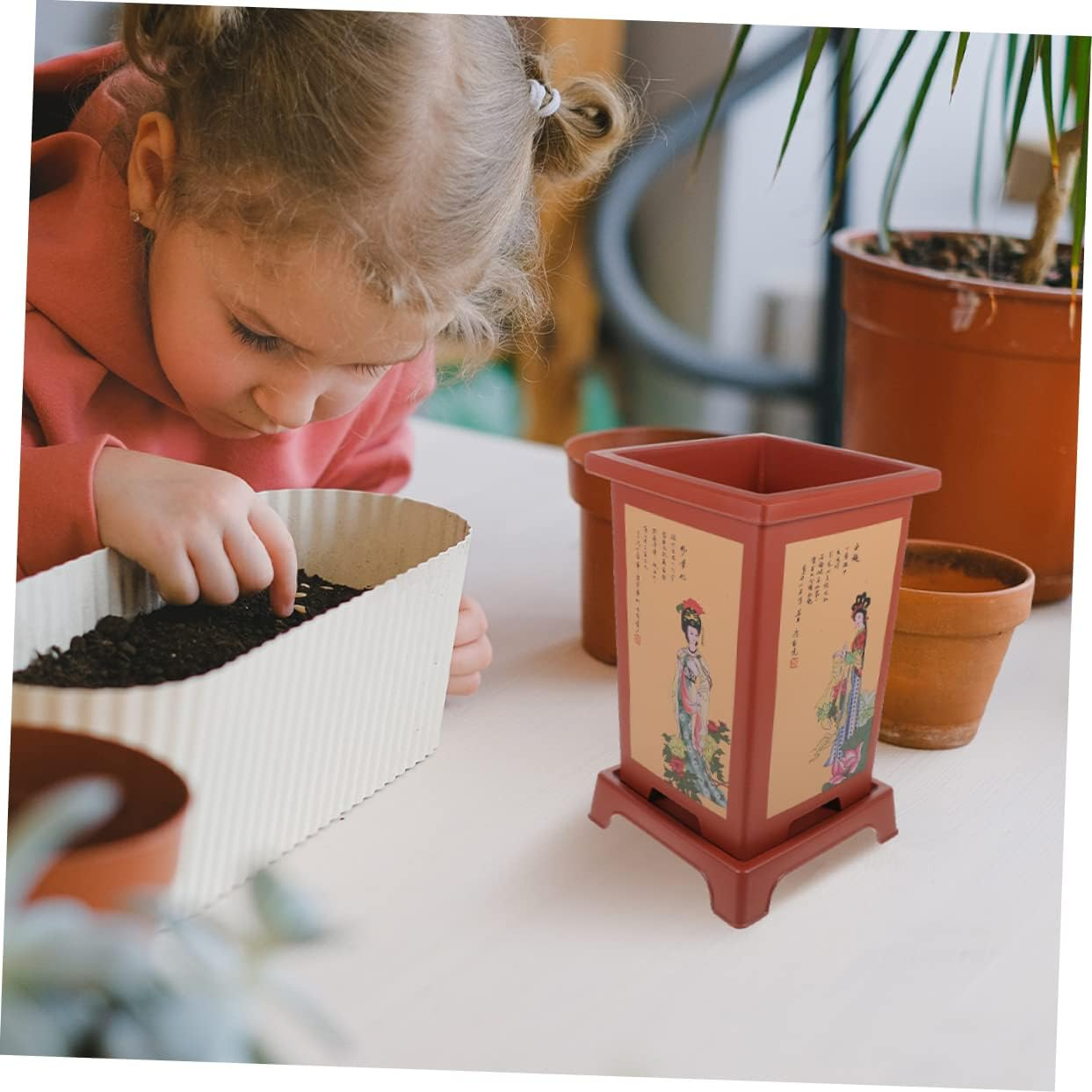 DOITOOL 2 Sets Imitation Purple Sand Flower Pots Planter Holder Pot Resin for Indoor Spring Outdoor Decor for Plants Household Planter