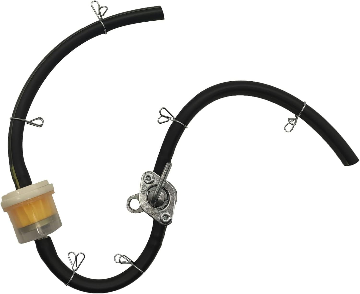 Gas Fuel Hose Oil Filter Clamps Inline Fuel Shut off Valve Petcock Petrol Switch for 50Cc 70Cc 110Cc 125Cc 150Cc 250Cc Mini Bike Dirt Bike Pit Bike Tao Tao Motorcycle Scooter Quad ATV and Go Karts