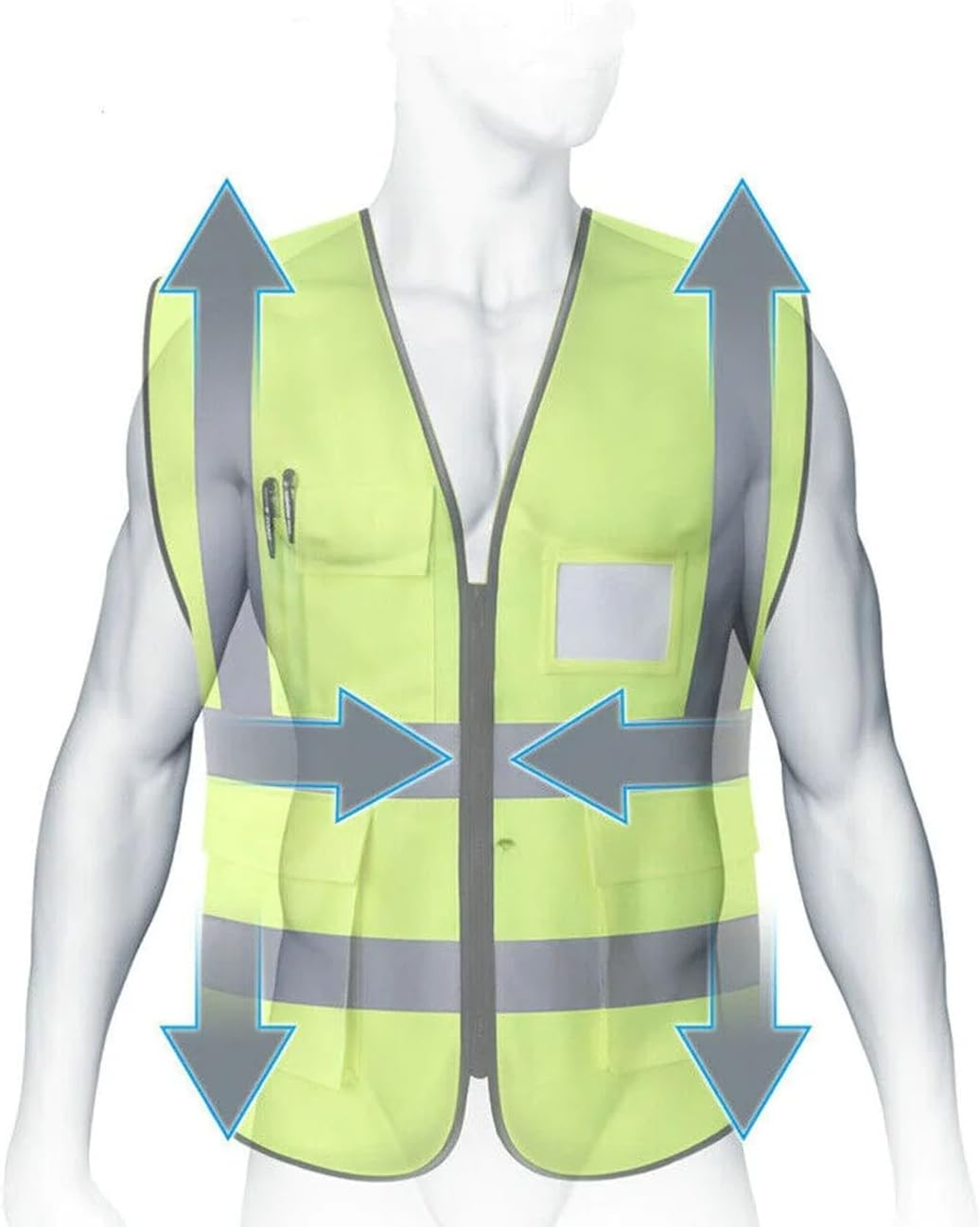 EZONEDEAL Reflective Safety Vest High Visibility Class, Zip Vest Pocket High Visibility Yellow Mesh Safety Vests Reflective with Pockets & Zipper, Hi-Vis Clothing for Men & Women, Hi-Vis Shirts