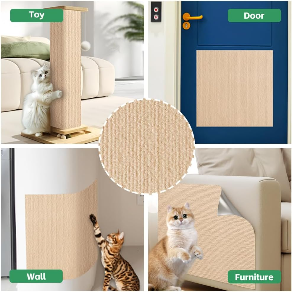 Self-Adhesive Cat Scratching Mat, Scratch Protection, Sofa Cat, Scratch Film, Cats, Self-Adhesive, Scratch Protection Wall for Doors, Anti-Scratch Film, 3 M X 40 Cm, Khaki image number 1