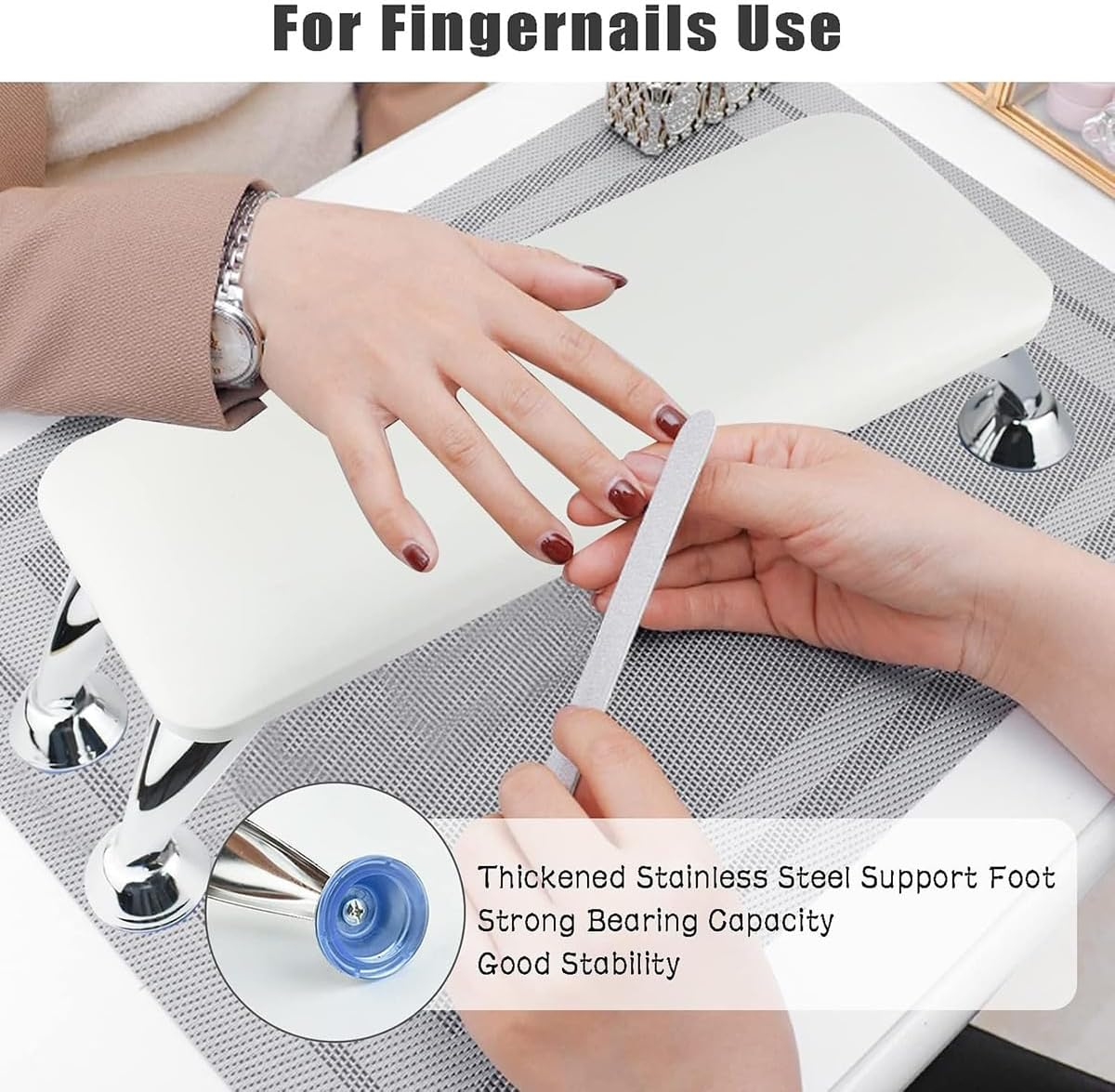 AIMALL European-Style Nail Art Hand Pillow with Bracket, Waterproof Manicure Arm Rest for Light Therapy Lamp, Comfortable Support Footstool for Salon and Home Use image number 6