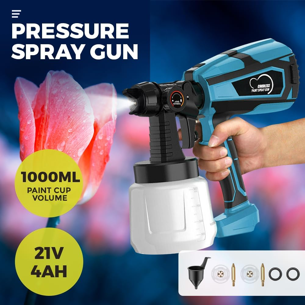 ALSTON Cordless Spray Gun Handheld Paint Sprayer Adjustable Spray Gun Paint Sprayer Compatible with Makita Battery (Battery Not Included) image number 2