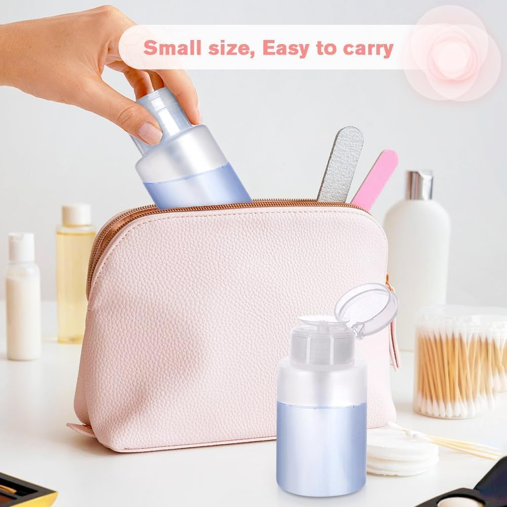 Shuoteng Clear Push down Pump Dispenser, 3Pcs Push down Pump Dispenser Empty Top Bottles,Clear Pump Dispensers Nail Polish Remover Empty Containers image number 1