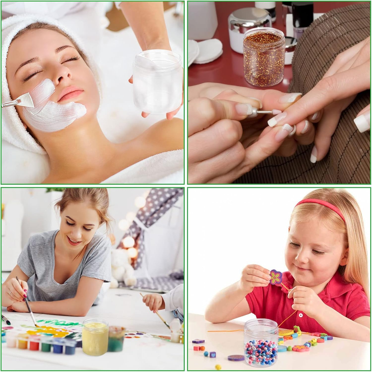 AKOLAFE 20 Pack 250ML Plastic Jars with White Aluminium Lids, round Clear Leak-Proof Food Storage Jars for Food Storage, Camping, Hardware Storage, Crafts and Slime Making image number 1