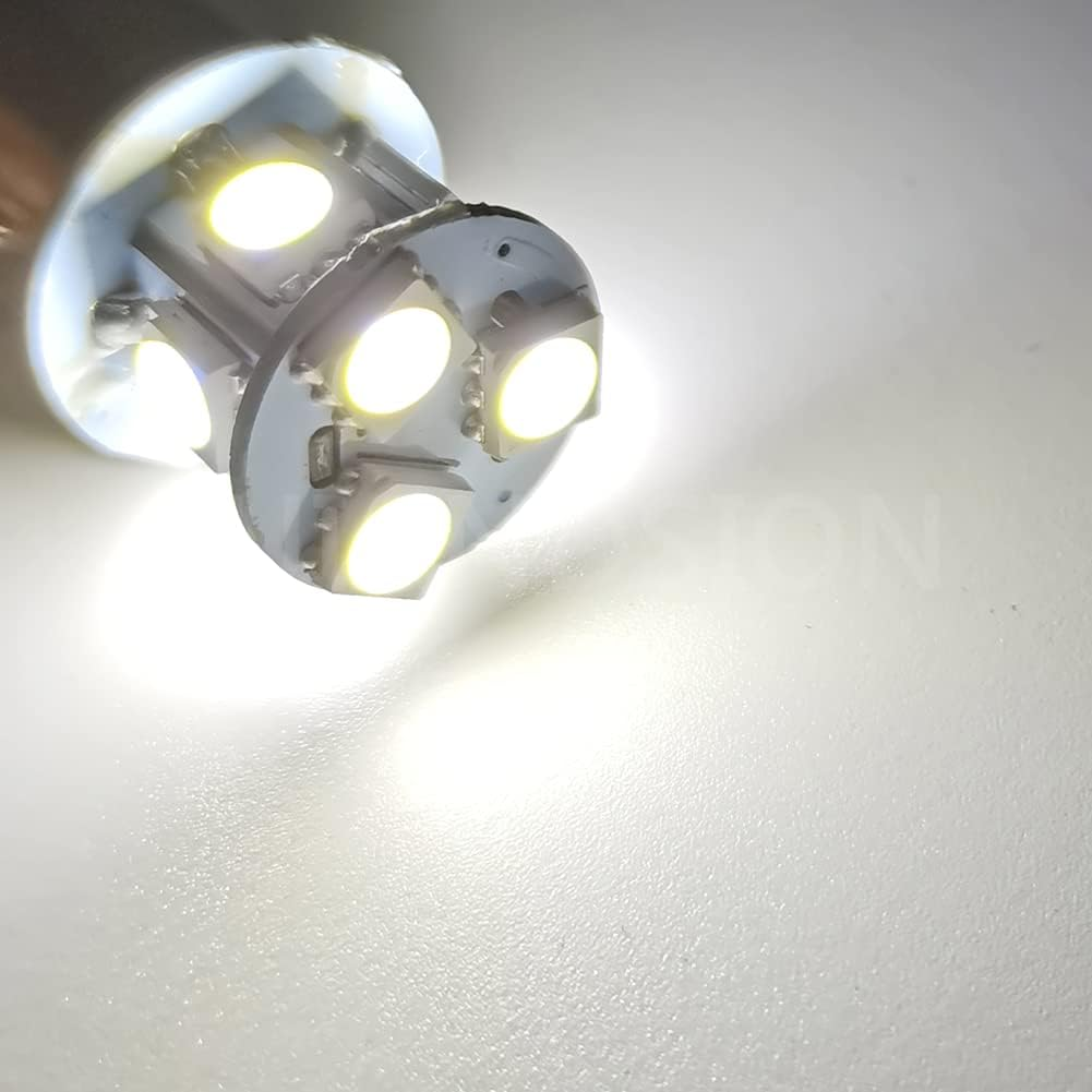 Ruiandsion BA15D 1130 1142 1176 LED Marker Light Bulbs 12V Non-Polarity 6000K White 5050 8SMD Chip LED Bulb for Reverse Light Turn Signal Tail Light Pack of 2 image number 5