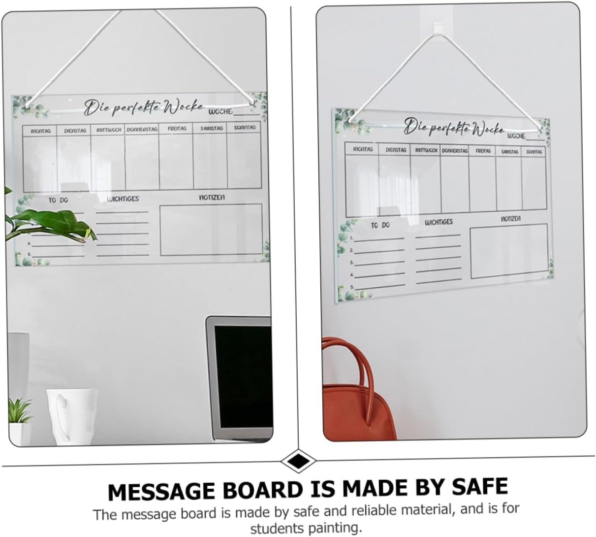 NUOBESTY 1Set Hanging Dry Erase Board for Daily Planning Smooth Wall Planner Reusable Memo Board Hooks String Organize Your Schedule Efficiently image number 3