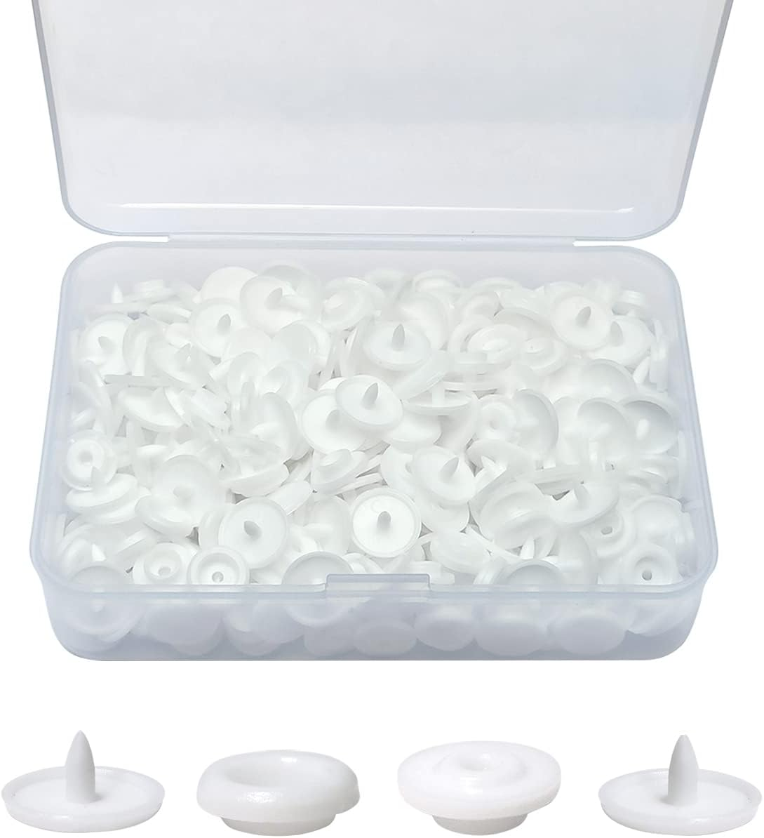 100 Sets T5 Plastic Snaps round Resin Snaps Buttons for Clothing Diapers Crafting DIY Crafts (White) image number 5