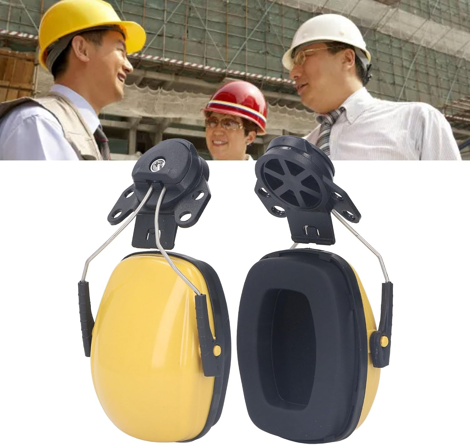 Noise Cancelling Helmet Attachable Ear Muffs, Hearing Protection, Sound Reduction Ear Protectors for Construction Site and Home Decoration, Sponge Design image number 2
