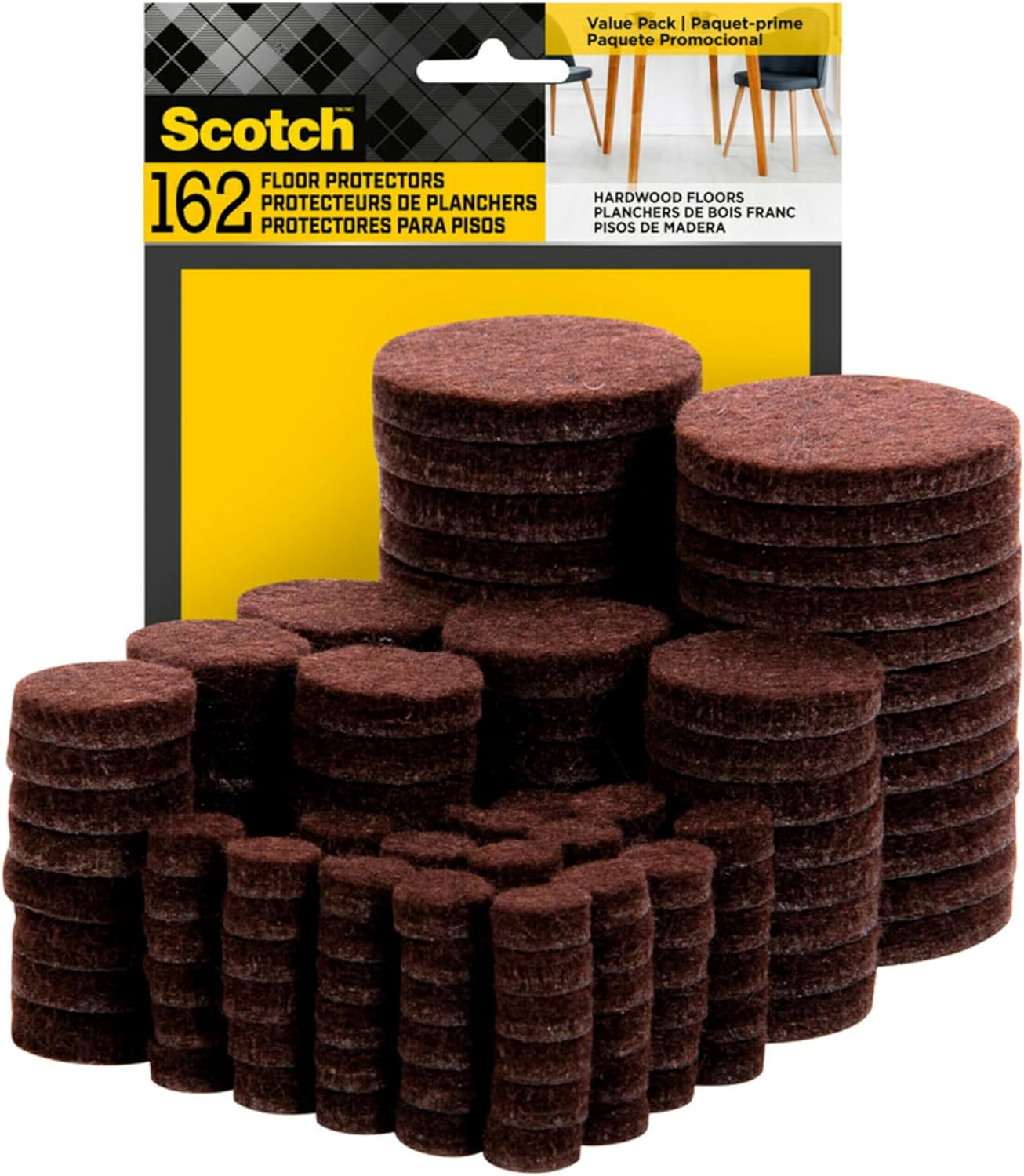 Scotch&trade; Felt Pads Value Pack, SP845-NA, Beige, 162 Pack