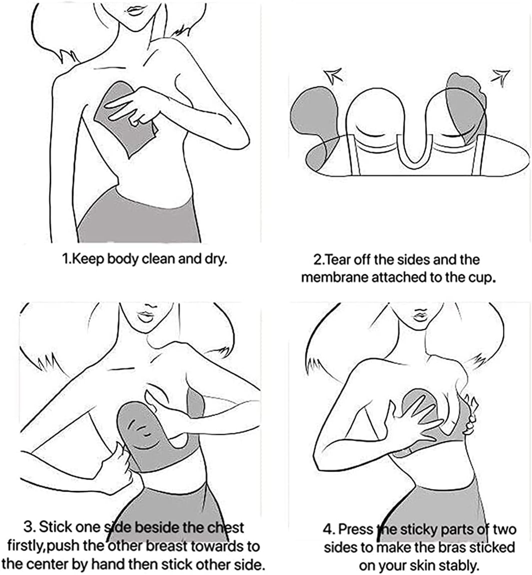 Bontierie Women'S Push up Plunge Adhesive Bra Reusable Deep U-Shaped Sticky Bra Strapless Backless Breast Lifting Bra image number 1