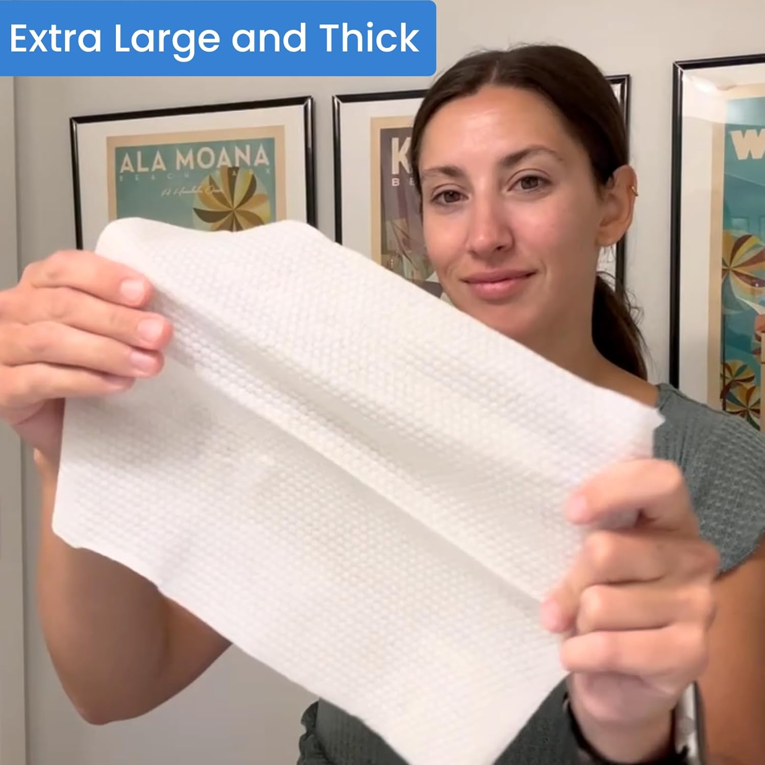 Disposable Face Towel, VIETDAI Large and Soft Clean Facial Towels for Sensitive Skin, Cotton Face Towelette Disposable for Facial Cleansing, Makeup Removing, Nursing, Travel - 50 Count image number 4