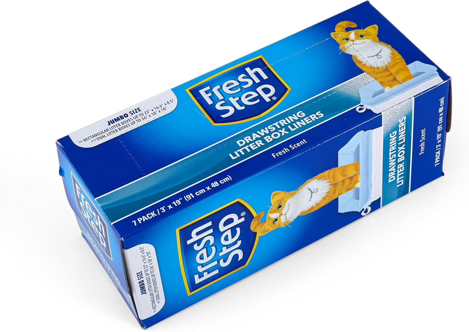 Fresh Step Drawstring Cat Litter Box Liners, Scented, Jumbo Size, 36" X 19" - 7 Count | Kitty Litter Bags, Cat Litter Liners for All Cats to Keep Your Home Clean image number 6