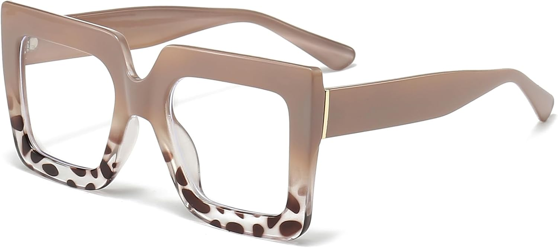 LJCZKA Oversized Square Blue Light Glasses for Women Big Thick Frame Eyeglasses Stylish Chunky Computer anti Glare Glasses