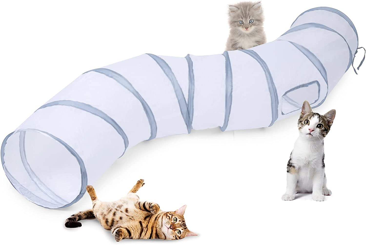 Sheldamy Cat Tunnel, S-2-Way Cat Tunnels for Indoor Cats, Collapsible Cat Play Tunnel, Interactive Toy Maze Cat House with 1 Play Ball for Cats, Puppy, Kitty, Kitten, Rabbit (Multicolor)