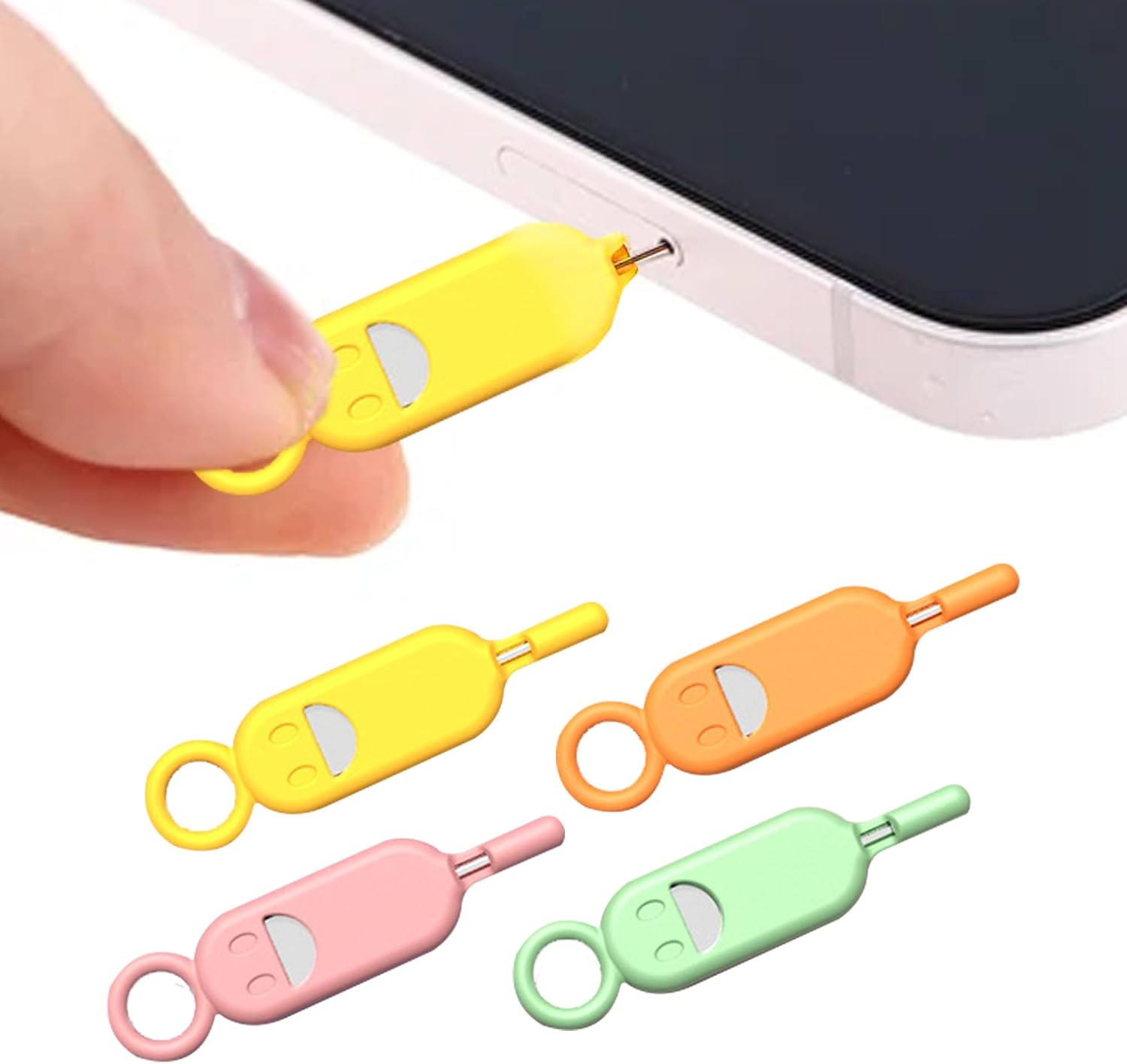 4PCS SIM Card Removal Tool Silicone Can Be Used Repeatedly SIM Card Holder with Keychain Anti-Loss and Portable SIM Pin Ejector Case Fits All Phones Tablets and Electronics image number 4