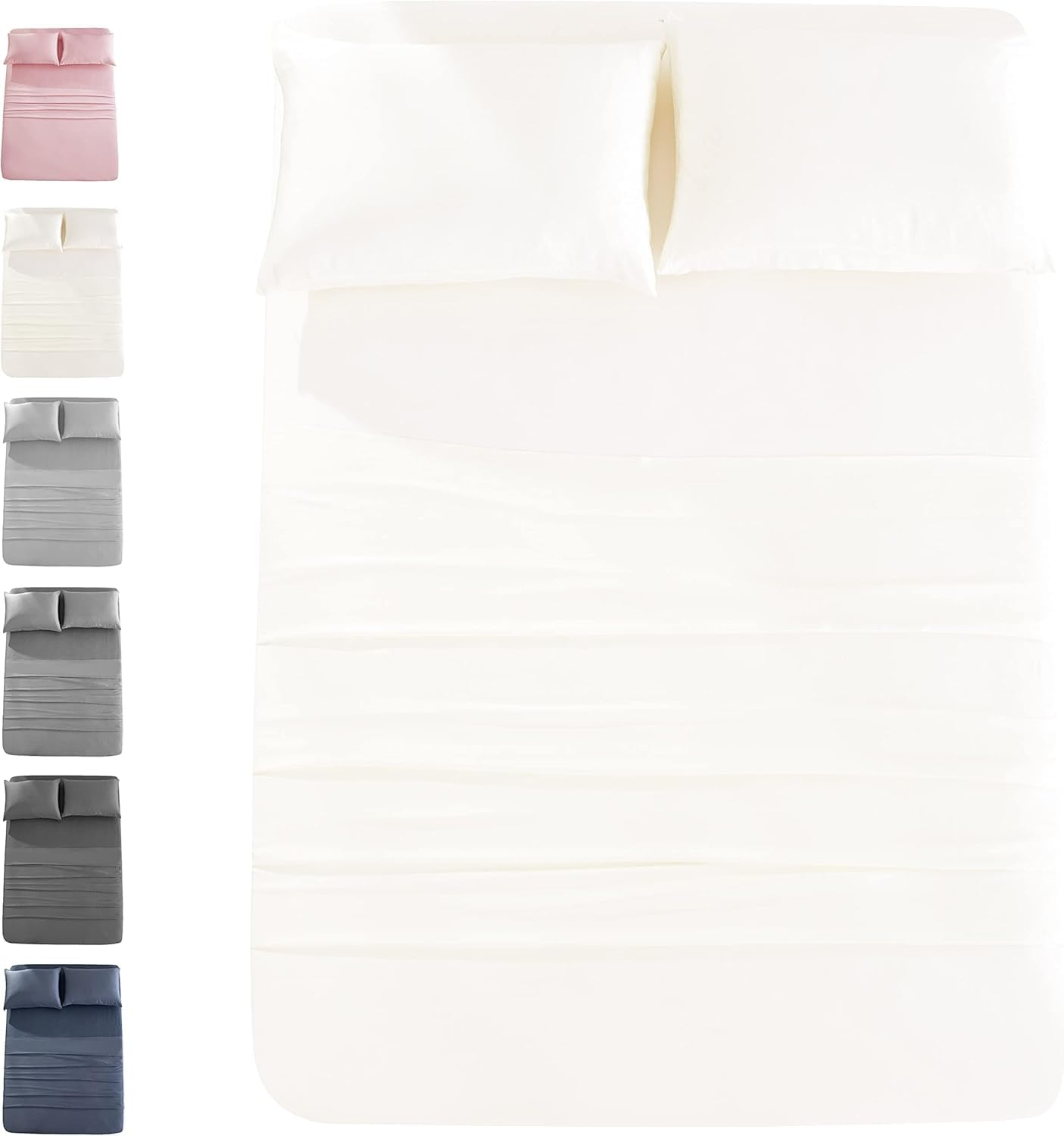 JOMO - Cooling Bed Sheets King Size - White, 4 Pack - 75% Viscose Derived from Bamboo, 25% Modal - Cooling Sheets for Hot Sleepers - Ultra Soft & Comfortable with 156 GSM Thick Fabric image number 2