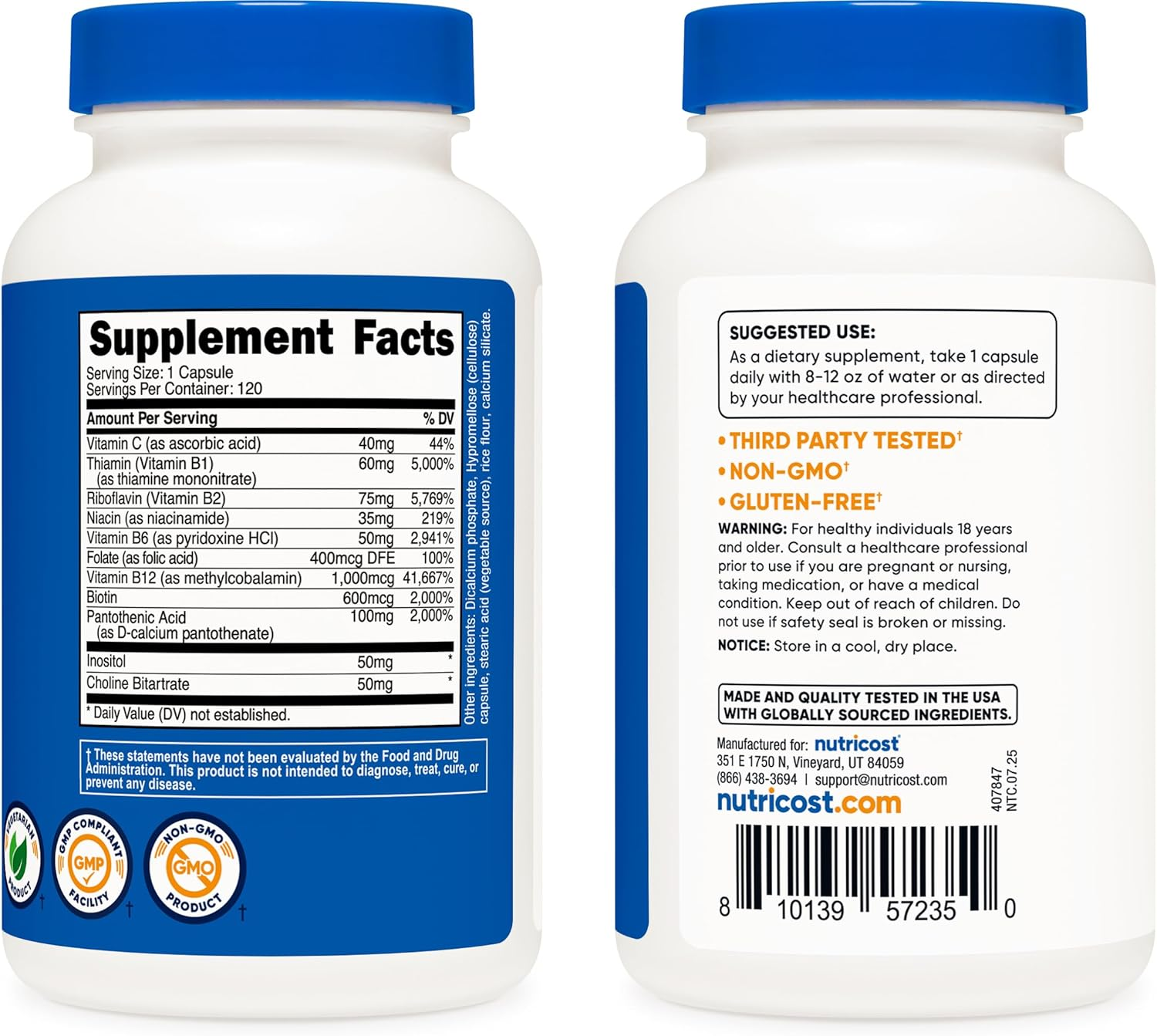 Nutricost High Potency Vitamin B Complex 120 Caps