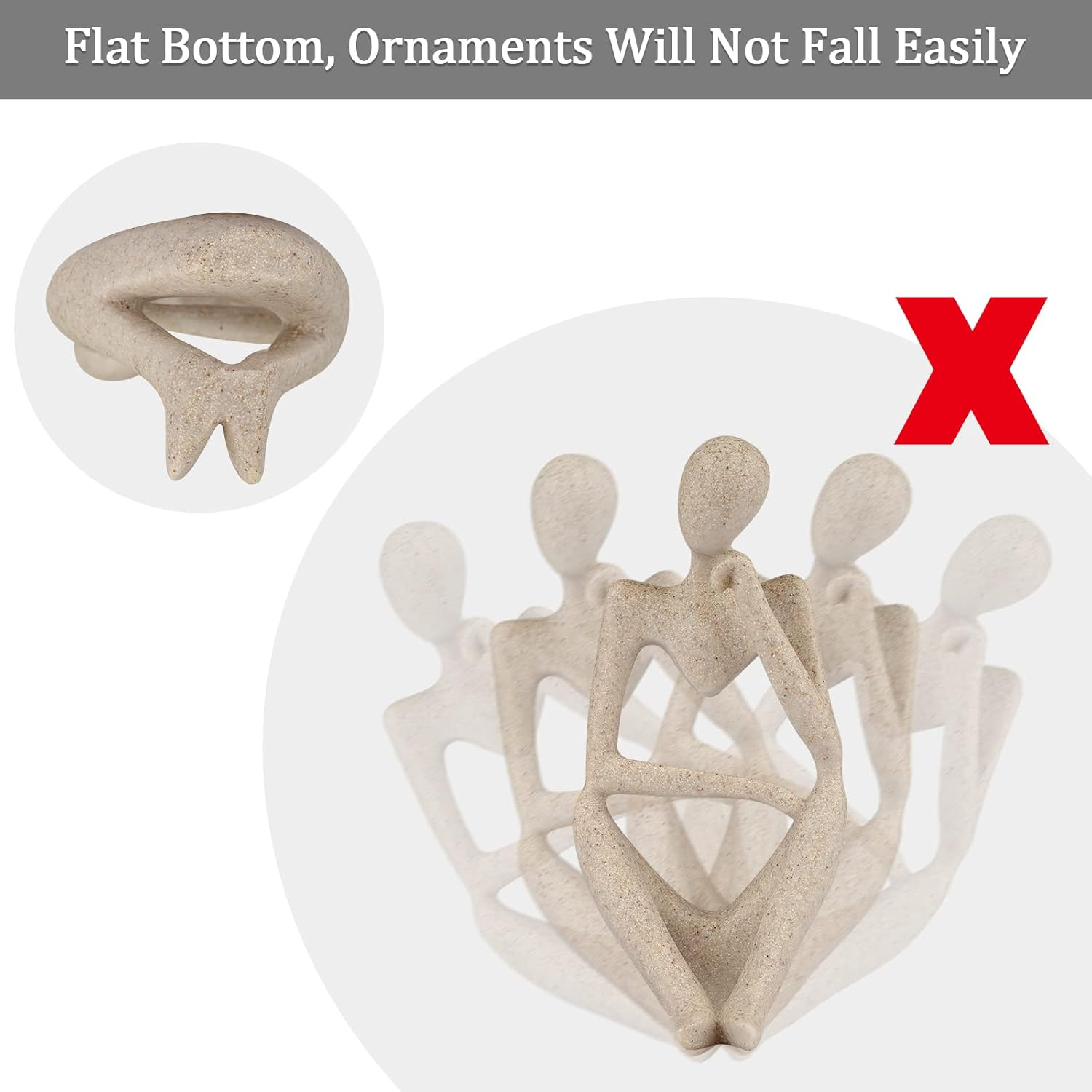 Trycooling the Thinker Statue Abstract Sculpture Resin Statues for Home Decor Modern Home Office Shelf Desktop Bookshelf Decor (Small Sandstone, Right) image number 4