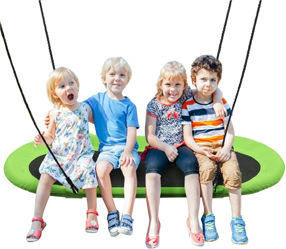 HONEY JOY 150CM/60'' Giant Platform Saucer Tree Swing Set, 300KG Weight Capacity, Outdoor Saucer Tree Swing with Adjustable Hanging Ropes, Children Swing for Backyard Park (Colorful)