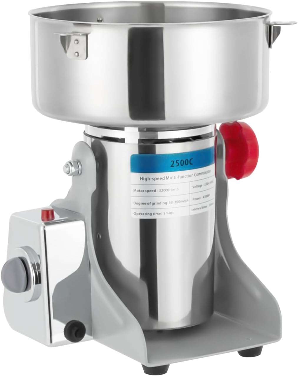 Electric Grain Mill Grinder, 2500G High Speed 304 Stainless Steel Grain Grinder, 4500W Electric Grain Grinding Machine for Grains, Millet & Spices - Spice Grinders for Commercial & Home Use image number 1