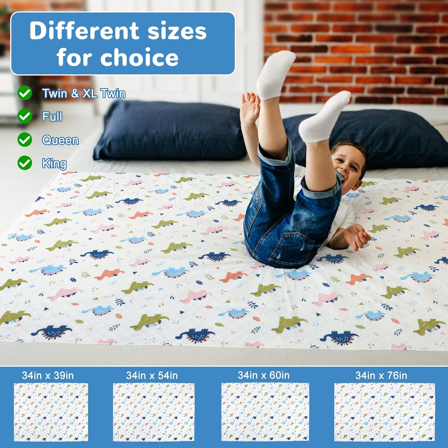 Moomoo Baby Waterproof Potty Training Pad Nighttime Reusable Underpad Mattress Sheet Protector Mat Leakproof Pee Pad for Kids Bedwetting image number 6