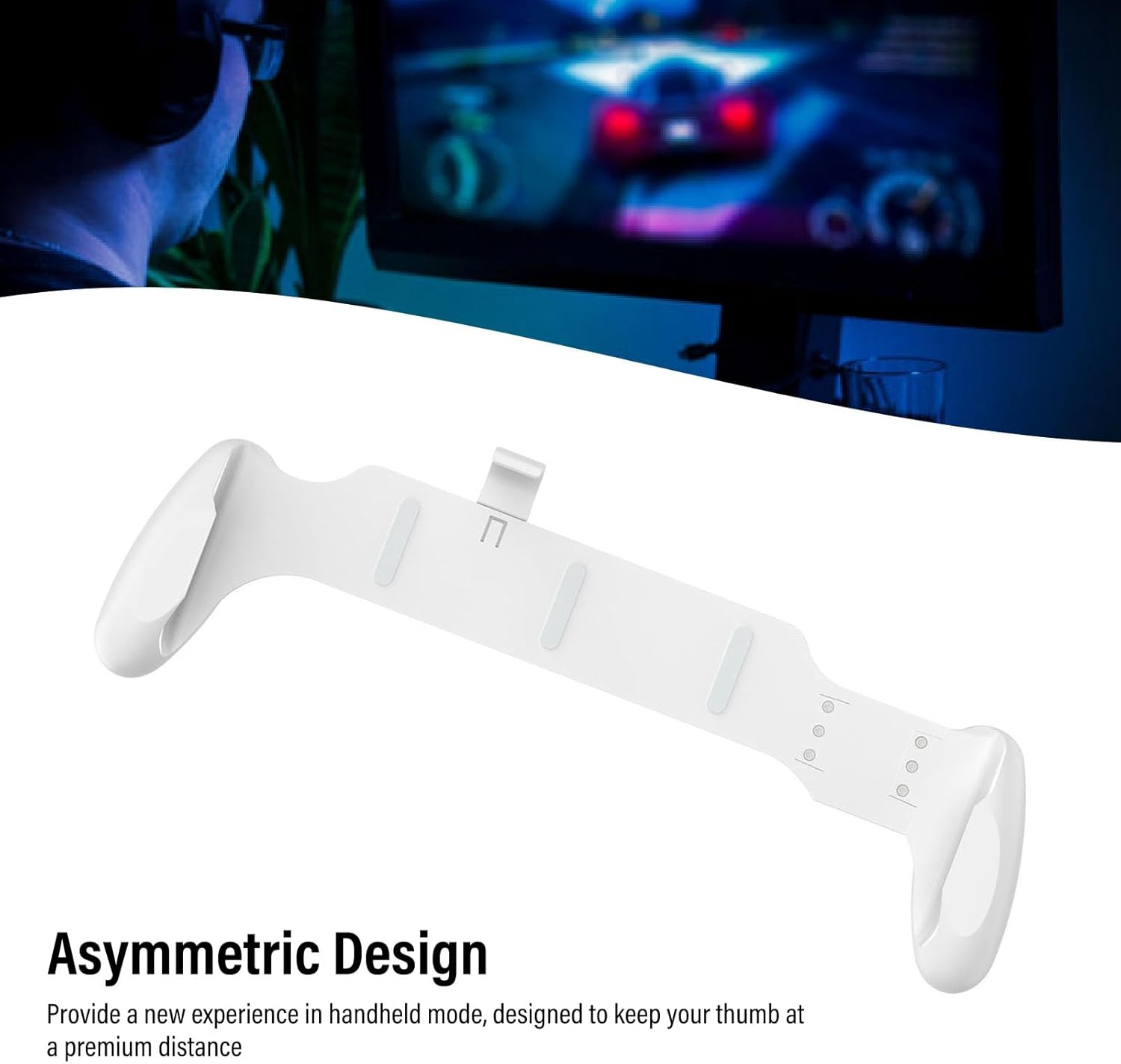 XUMIUZIY Grip Compatible with 2 (2025) / Oleds, Ergonomic Handle Grip for Game Console, Asymmetrical Design (White) - Black image number 6