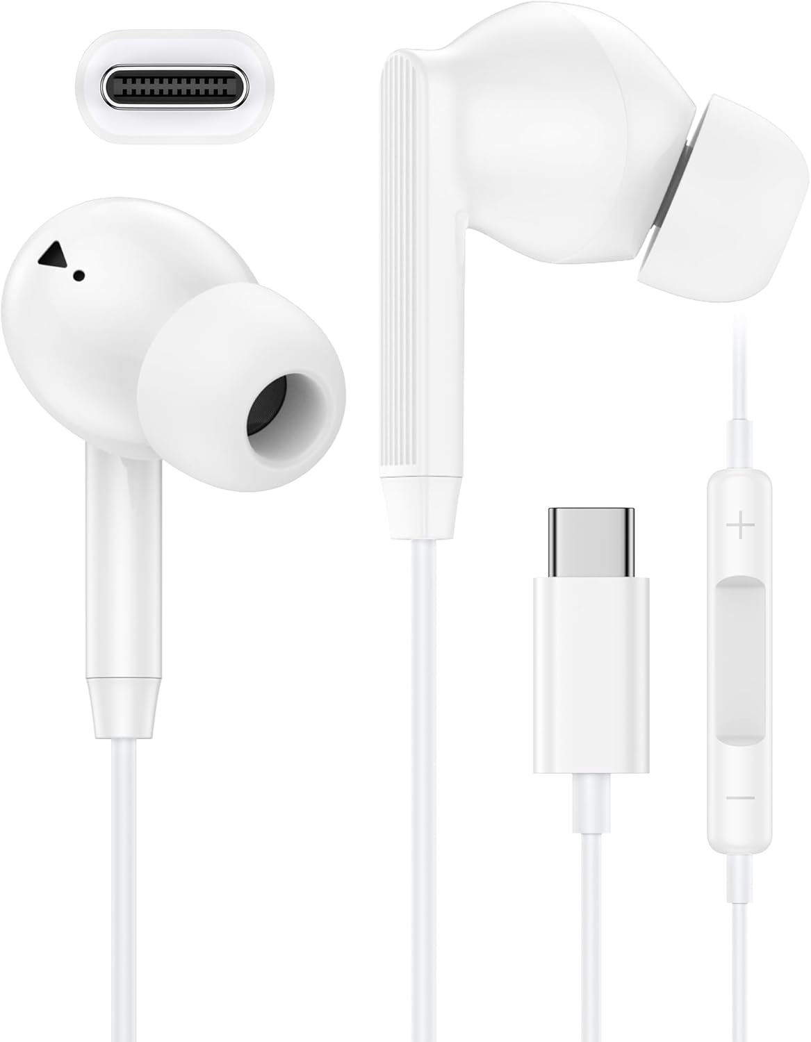 Iphone 16 USB C Wired Headphones with Microphone, Noise Cancelling Earbuds USBC for Iphone 16E 16 Pro Max 15 Plus, Samsung Galaxy A16 S25 Ultra Apple Wired Ear Buds In-Ear Type C Plug Earphone Mic