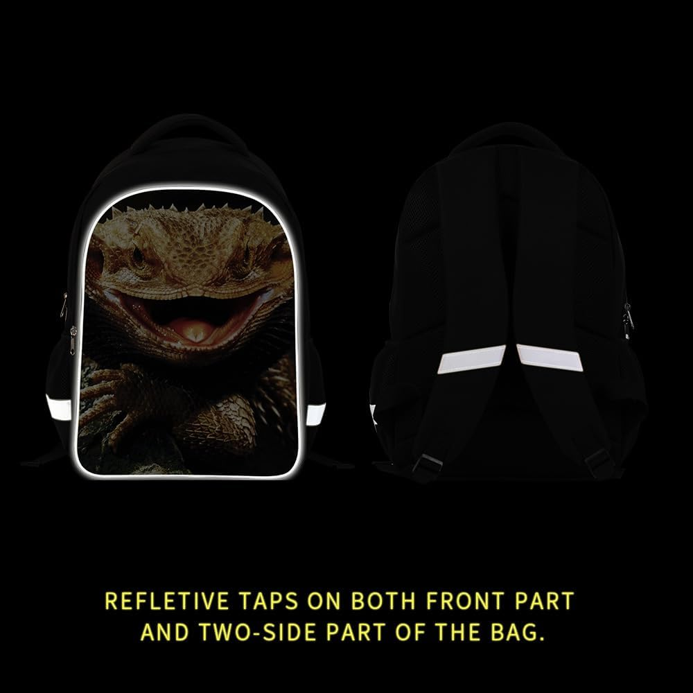 Dispalang Cool Lizard Prints School Backpack for Guy Boys Cute Animal Bagpack Personalized Satchel Patterns