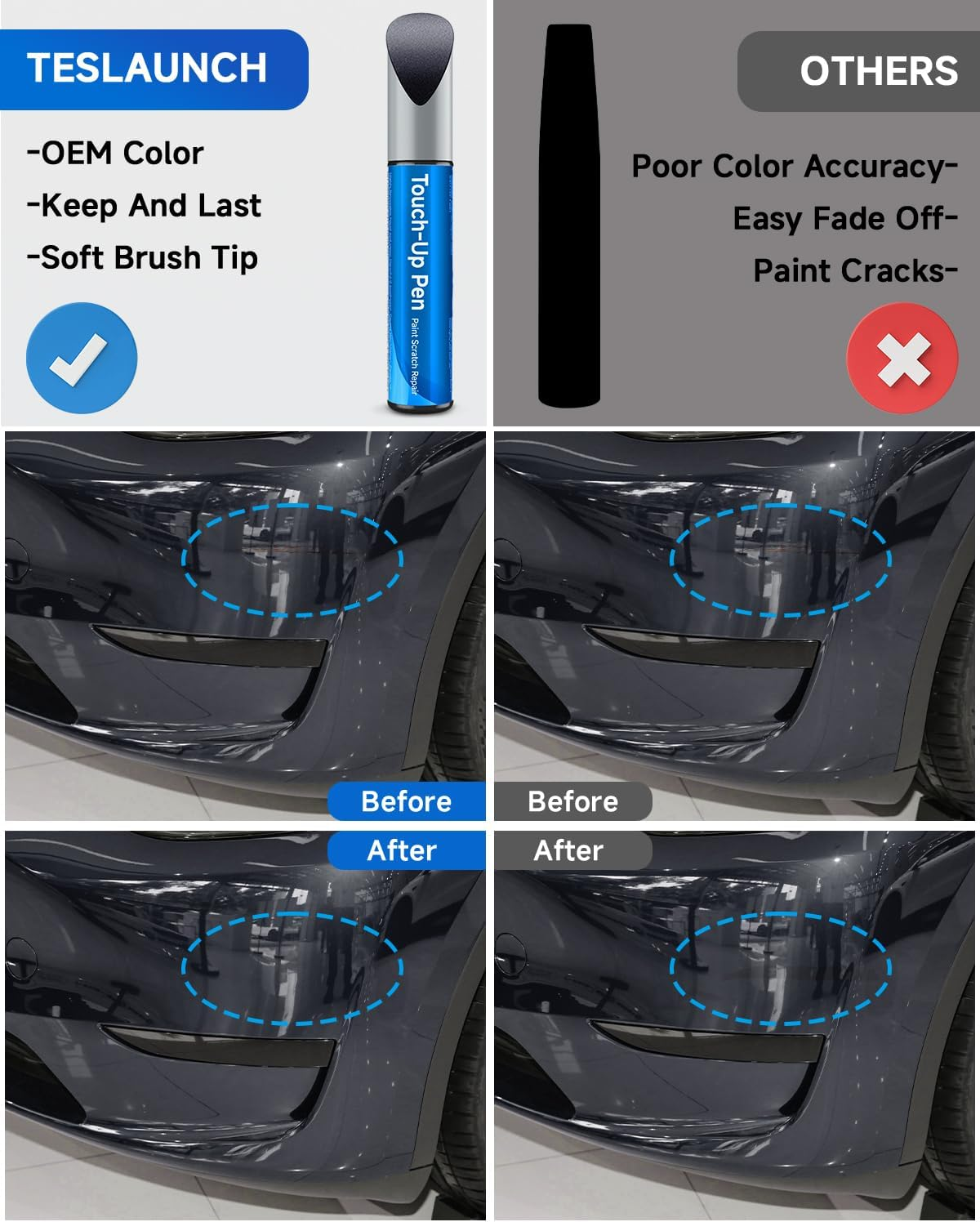 Stealth Grey (PN01) Touch up Paint for Tesla for Model 3/Y/S/X - OEM Original Touch up Paint Pen for Tesla Scratches Repair (Stealth Grey(Pn01)) - Stealth Grey image number 5
