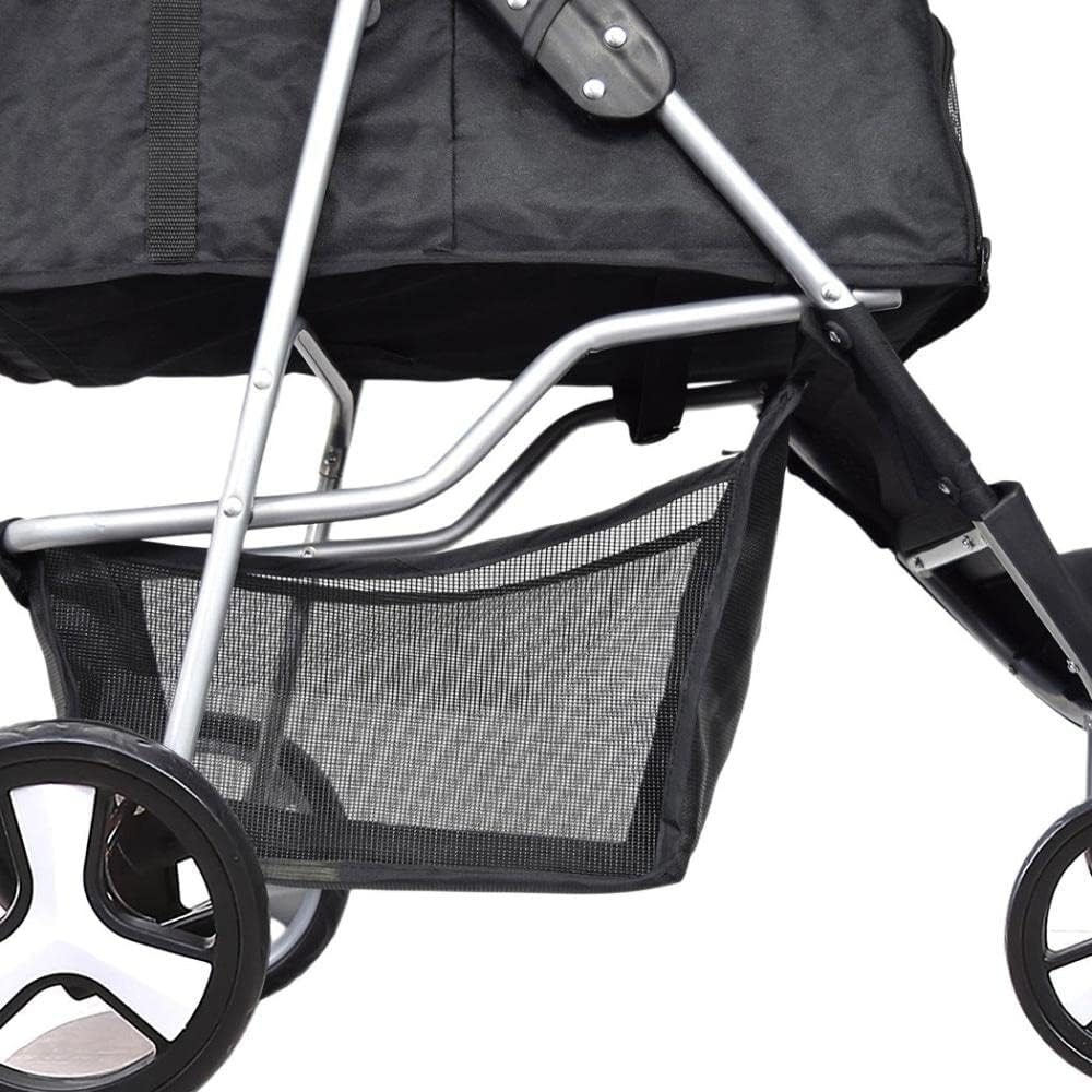 Pawz 4 Wheels Pet Stroller Dog Cat Cage Puppy Pushchair Travel Walk Carrier Pram Black, Collapsible for Storage Travel Pet Pram, Removable Cushion Dog Car Seat, Dog Cat Stroller with Coffee Cup Holder image number 3
