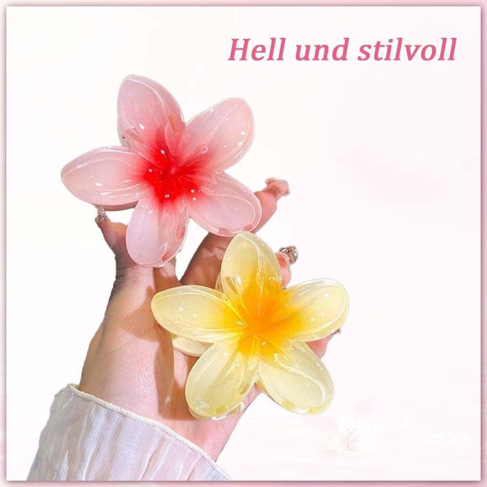 Funalix Flower Hair Clips, Pack of 6 Hawaiian Flower Clips, Large Non-Slip Hair Clips for Women Girls, Thin, Thick, Curly Hair, Gift Hair Accessories (6 Colours) image number 4