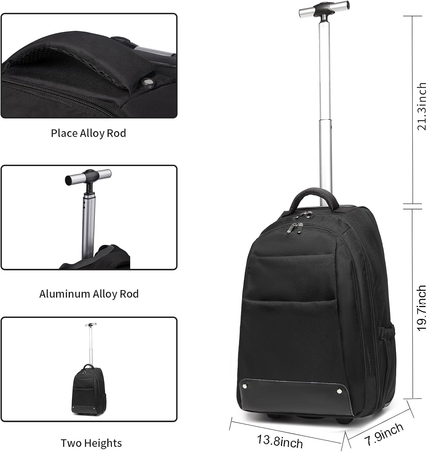 Seyfocnia Rolling Backpack,Travel Backpack with Wheels Wheeled Laptop Backpack 17 Inch Computer Backpack Trolley Suitcase image number 3