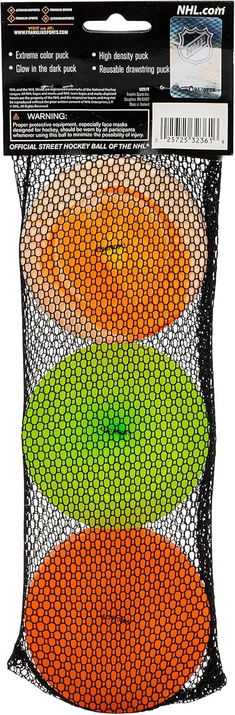 Franklin Sports NHL Street Hockey Balls - No Bounce Outdoor Street + Roller Hockey Balls - Official Size for Youth + Adult Street Hockey - Assorted Colors - 1, 3, and 15 Bulk Packs image number 6