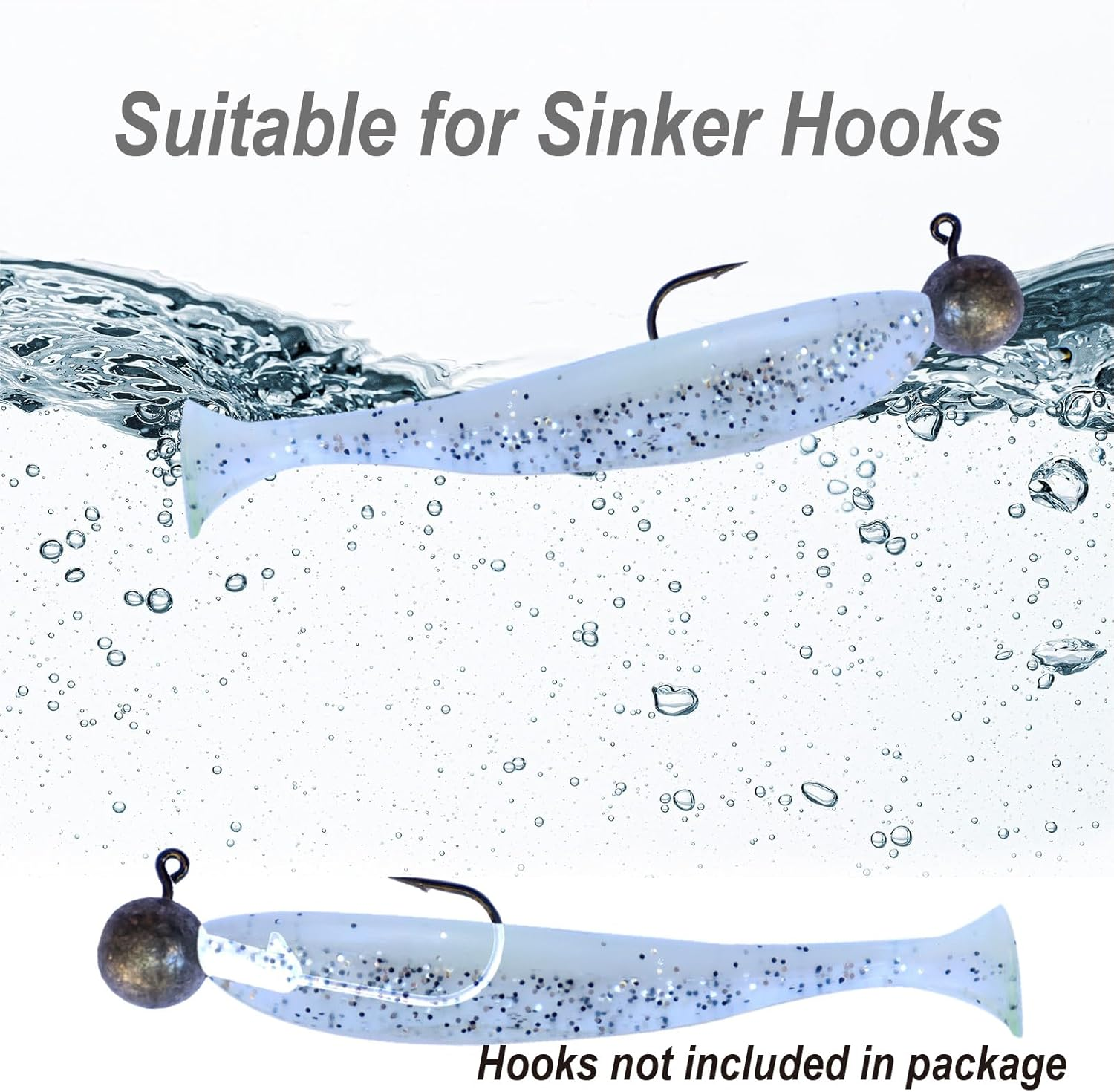 Soft Plastic Lures Bait Great for Sinker Hook Saltwater Fishing Freshwater Reef Paddle Tail Swimbait Fishing image number 3