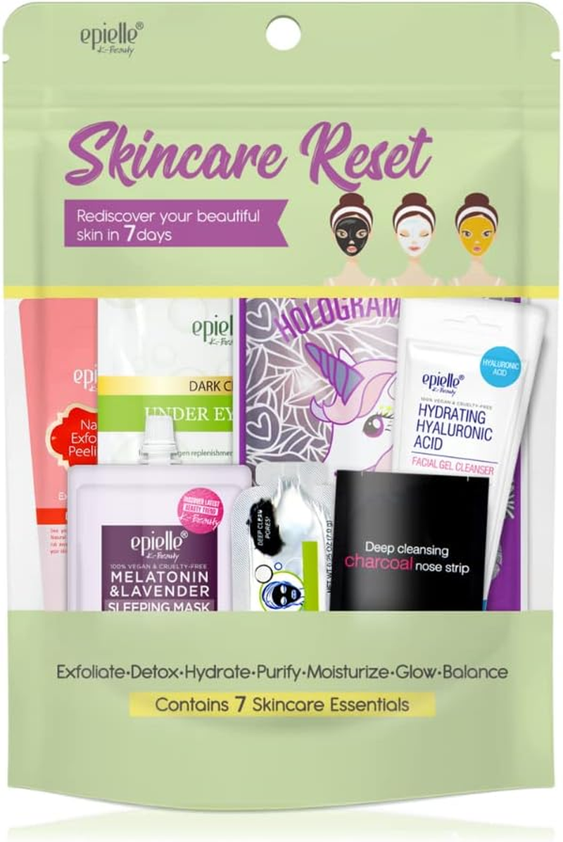 Epielle Skincare Reset Kit, 7 Home Spa Essentials, Exfoliating, Detoxifying, Hydrating & Purifying for Radiant Skin, At-Home Spa Kit, Self Care Gifts for Women, Korean Skin Care Set image number 5