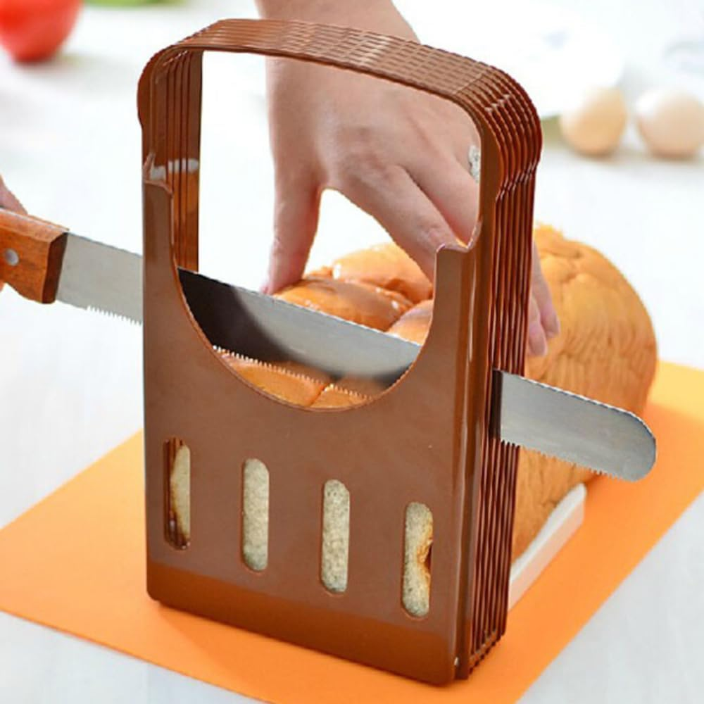 Poemtian Bread Slicer Kitchen Bread Slicer for Homemade Bread Bread Cutter Slicing Guide Slicer Cutting Loaf Toast Foldable and Adjustable Home Kitchen Accessories image number 4