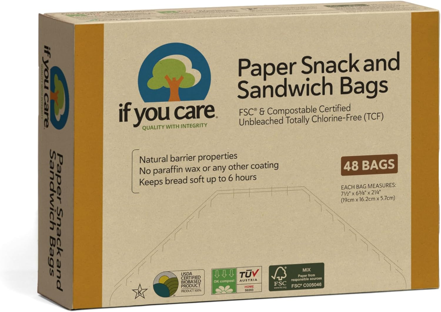 If You Care 100% Unbleached Paper Snack & Sandwich 48 Bags image number 2