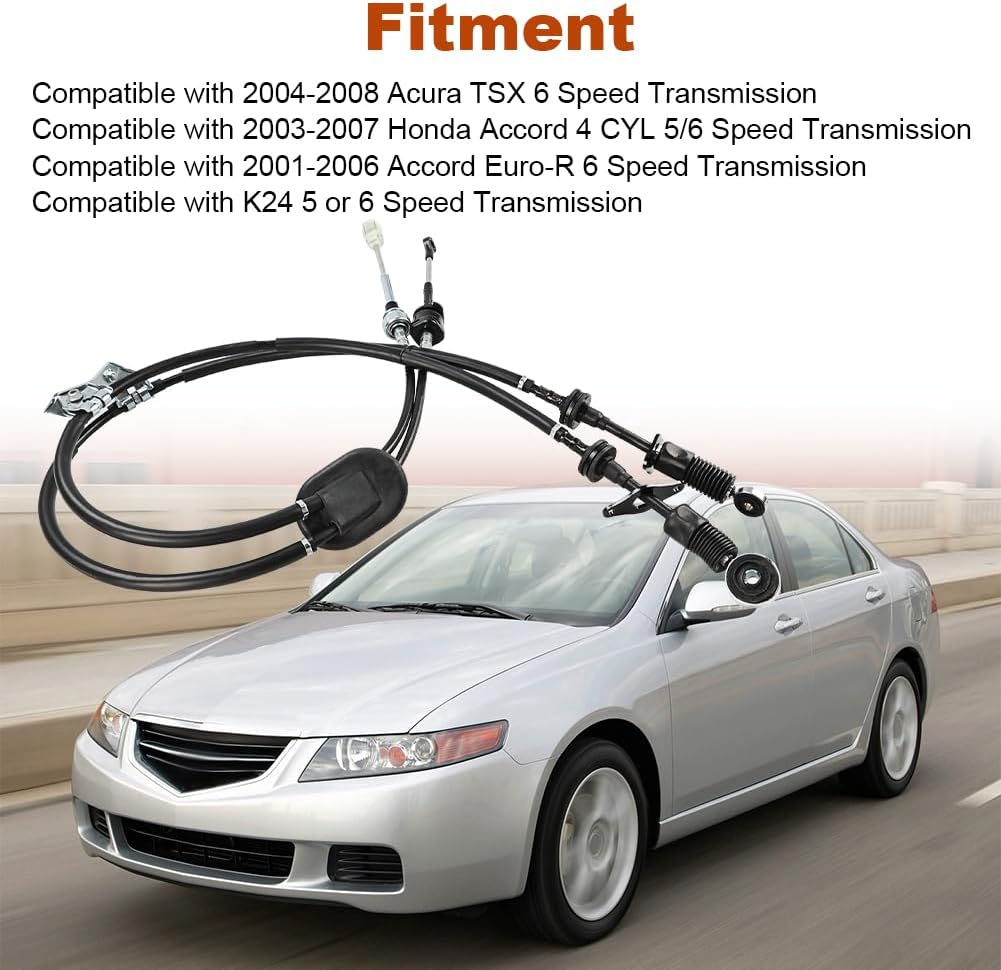 Manual Shifter Cables Replacement for 54310-SDA-L02 Shift Cable Compatible with Honda Accord 2003-2007 Euro-R 2001-2006 TSX 2004-2008 for 5/6 Speed K24 Transmission image number 6