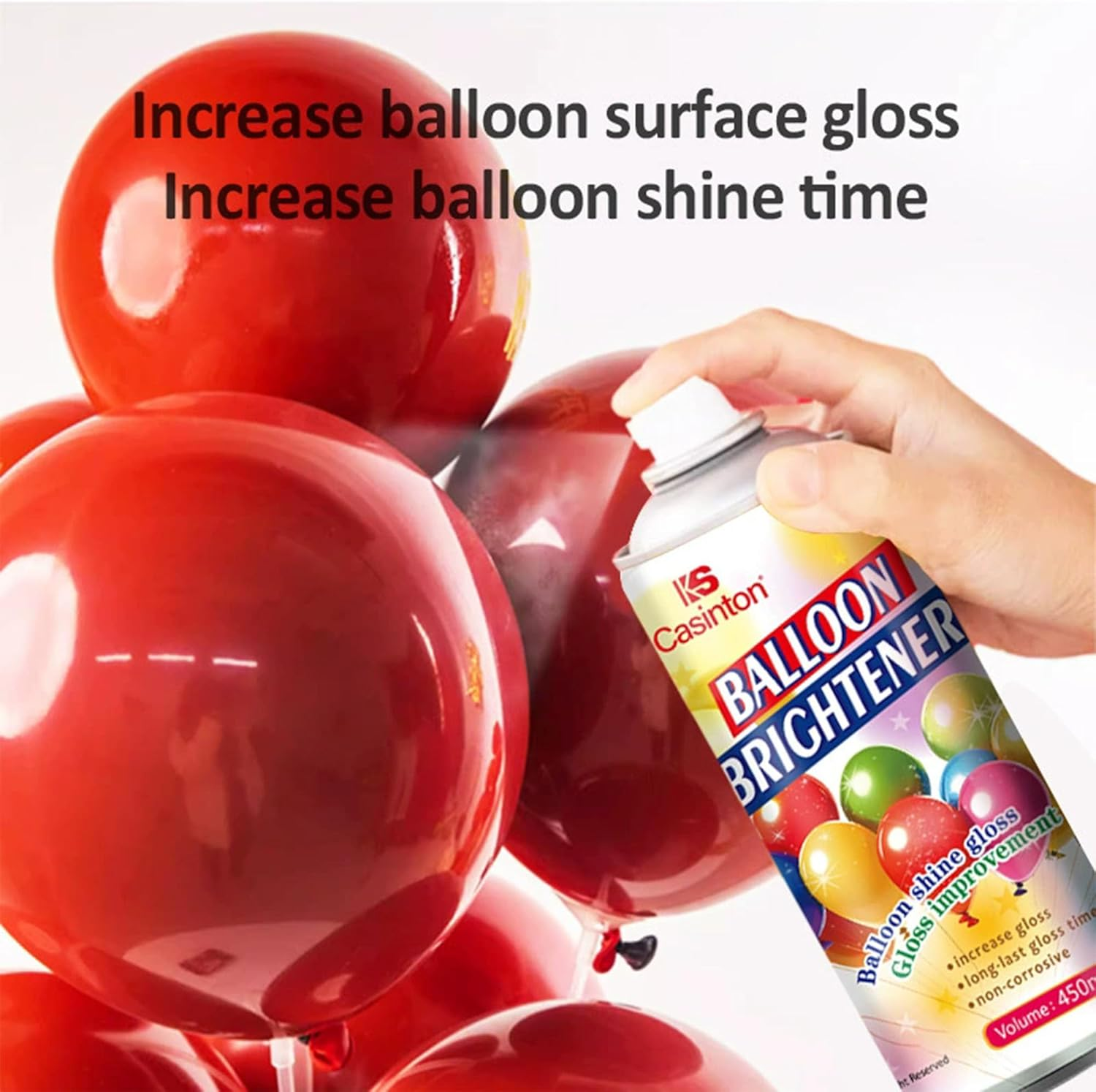 Balloon Shine Spray 450Ml &ndash; High-Gloss Spray for Latex, Helium & Foil Balloons | Waterproof, No Towels Needed, Smudge-Free Formula | Mega Shine Balloon Spray for Party Decorations & Events