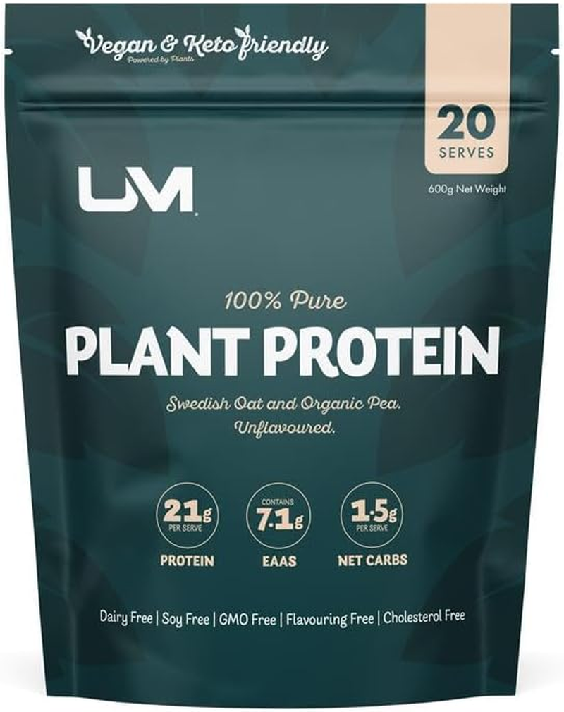UM Pure Plant Protein Powder | Vegan, Dairy-Free & Gut-Friendly | 20G Protein per Serve | Pea & Rice Protein Blend | Naturally Flavored | 600G Pouch image number 1