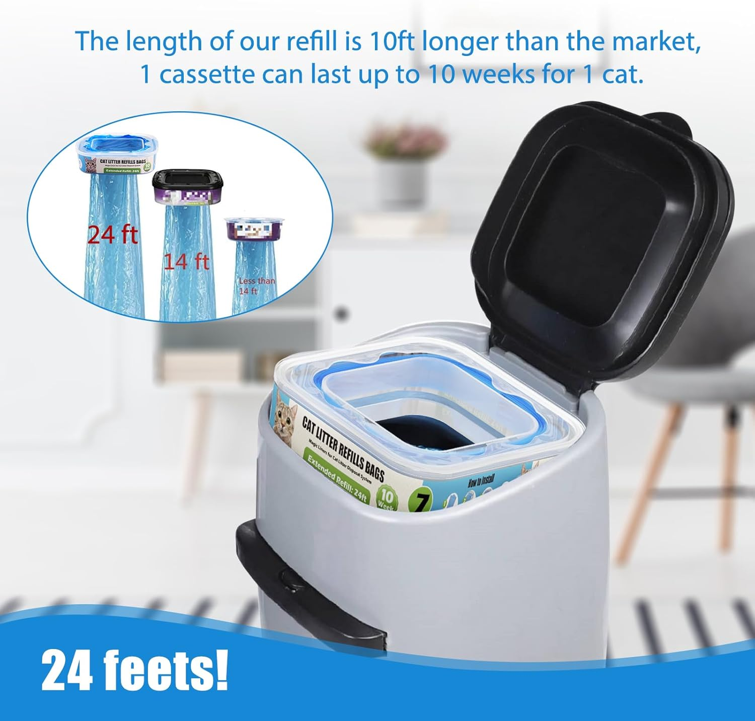 Cat Litter Refills Cartridge Compatible with Your Genie Litter Standard, plus and XL Cat Litter Pail, 8 Packs image number 3