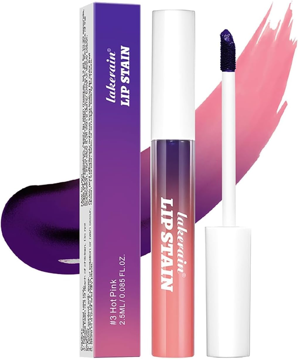 Peel-Off Lip Tint Set - Tattoo Stain Kit, Long-Lasting Matte Finish, Moisturizing Peel-Off Lip Mask, Waterproof & Smudge-Proof, 24H Color Hold (#3 Hot Pink, 2.5Ml)