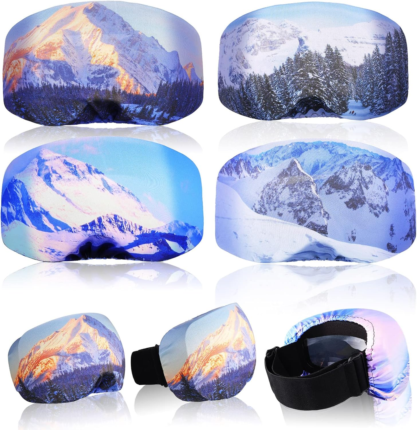 4 Pieces Ski Snowboard Goggle Cover Sleeve, Goggle Cover Microfiber Protective Lens Scratch Dust Protection for Travel Apres image number 6