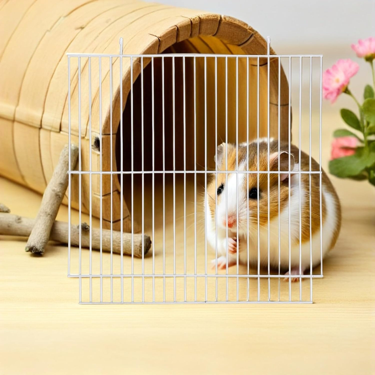 CATIEBYE 2Pcs Iron Net Pet Divider Panel for Small Animals Golden Hamster Cage Partition with Reinforced Mesh Versatile Dog Crate Separator for Rabbits Cats Parrots and Squirrels