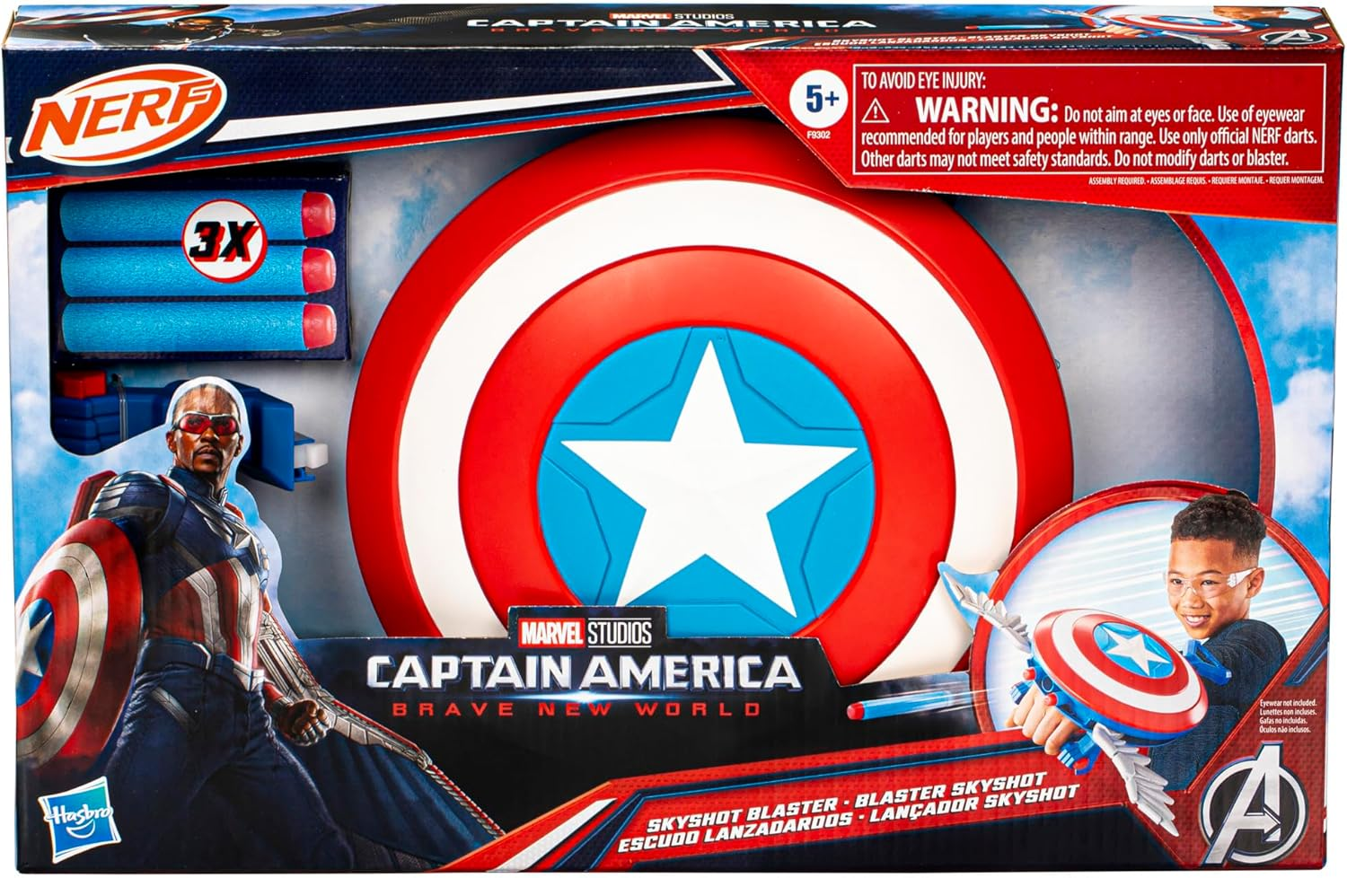 Marvel Studios Captain America Brave New World NERF Skyshot Blaster, Shield Roleplay Toy, Super Hero Toys for Kids 5 and Up image number 5