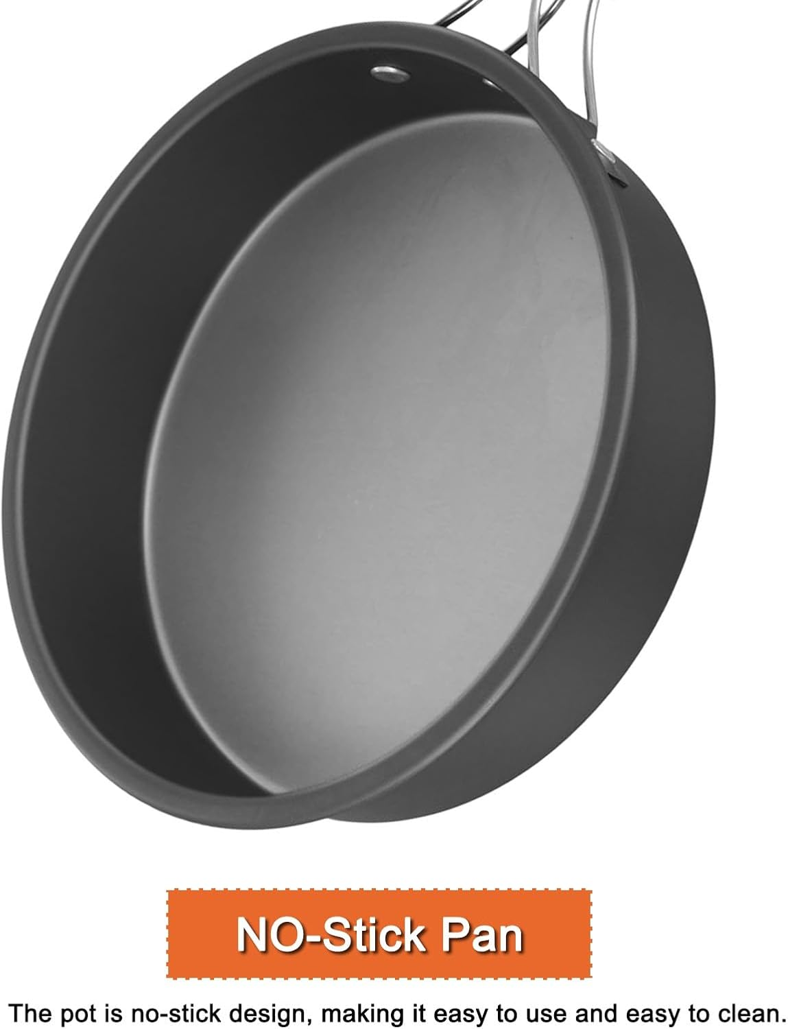 Lightweight Camping Frying Pan Non-Stick Camping Cooking Pot with Foldable Handle Cookware Set for Outdoor Camping Picnic Hiking(Large) image number 2