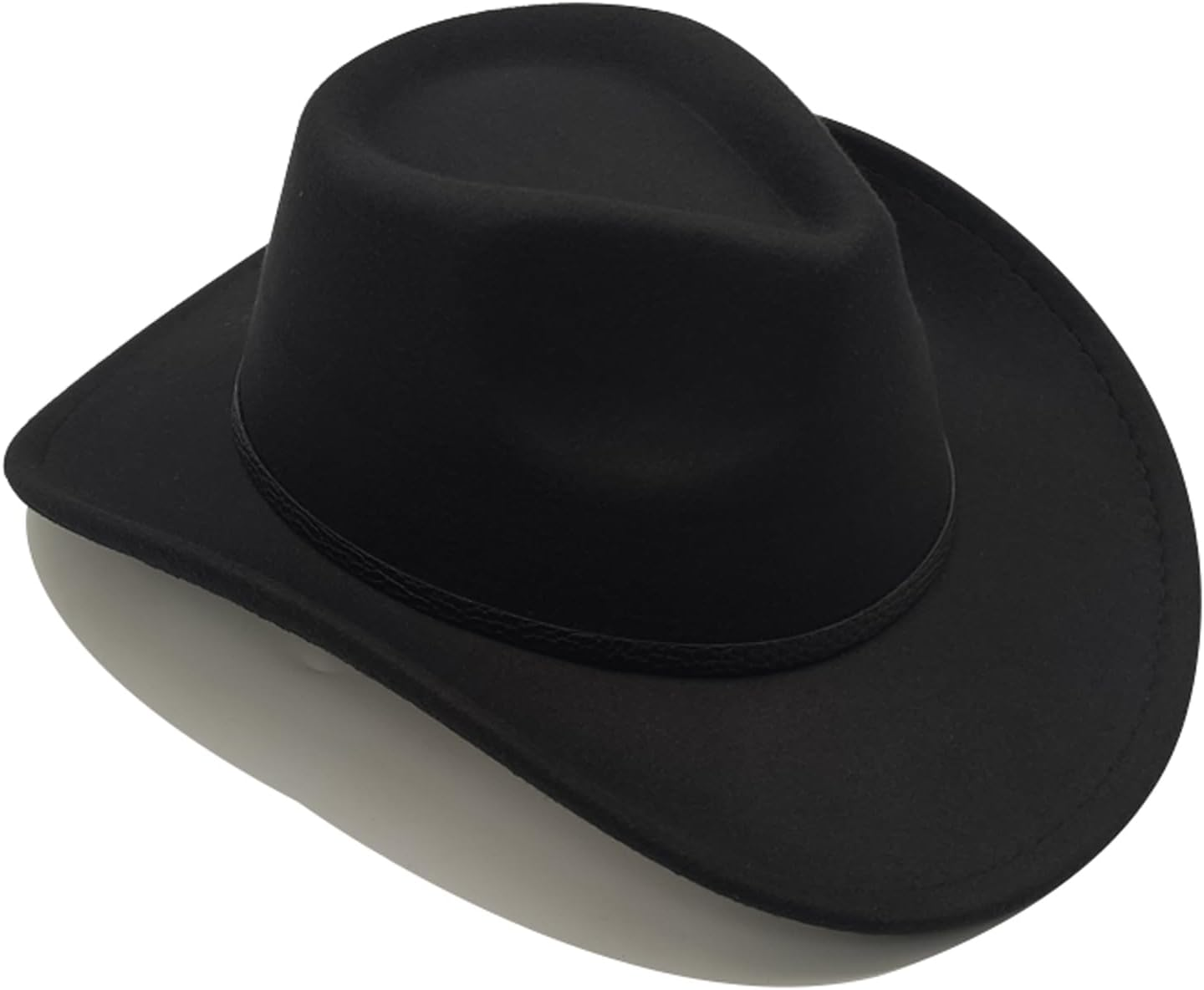 Willheoy Cowboy Hat for Men Women Western Cowgirl Hats Felt Fedora Hat Black Cowboy Costume - Black 1 image number 2