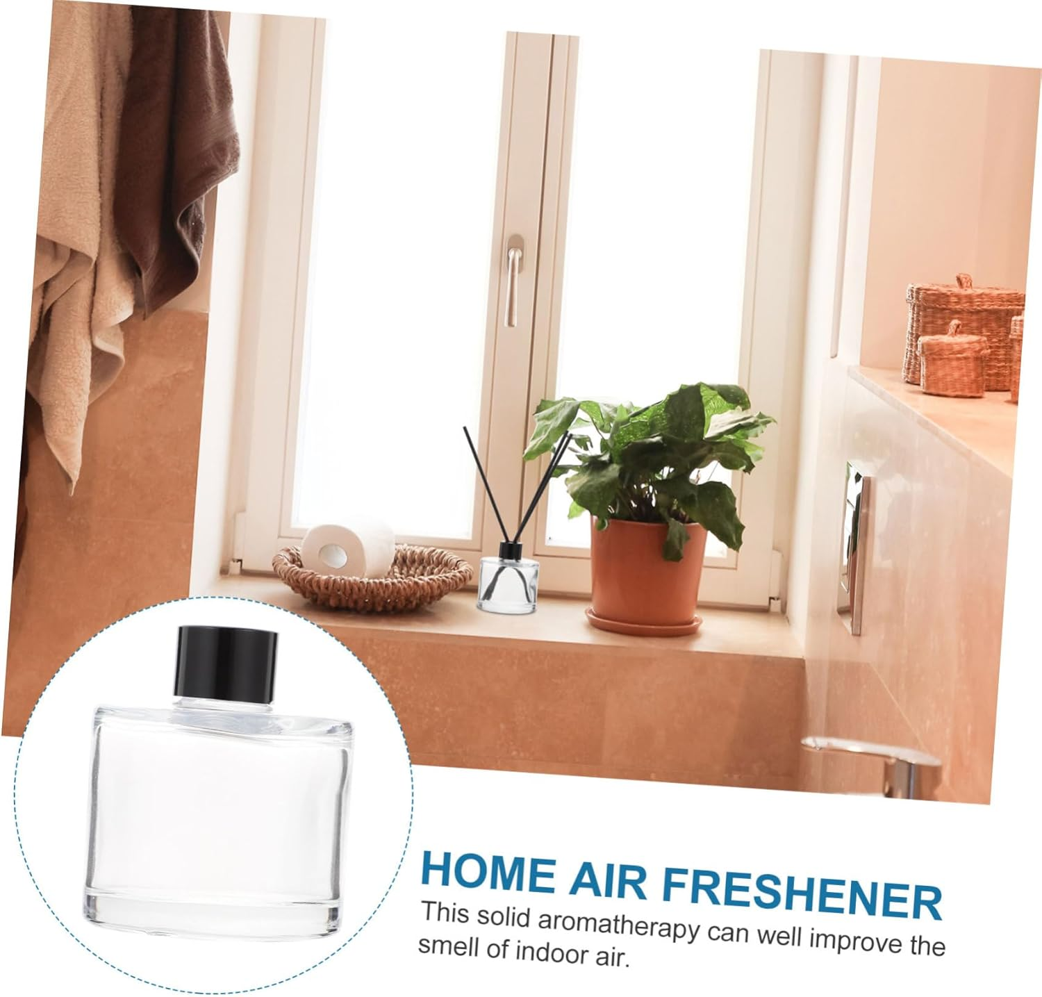 STOBAZA Fragrance Diffuser Bottles 50Ml Glass Aromatherapy Bottles Square Refillable Essential Oil with 16Cm Black Reed Sticks Set for Home Scenting and Relaxation image number 6