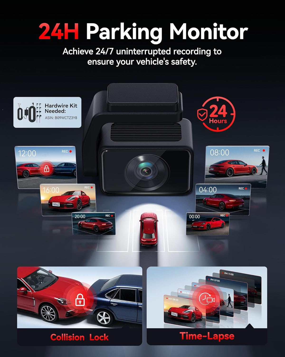 REDTIGER F4 Pro 4K Dash Cam Front and Rear, STARVIS 2 Sensor, 128GB Card Included, Built-In 5.8Ghz Wifi6, 2.2Inch Touch Screen Dash Camera for Cars, Voice Control, 24H Parking Mode image number 3